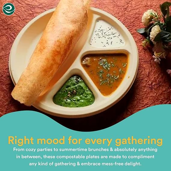 4-Compartment Disposable Bagasse Plates