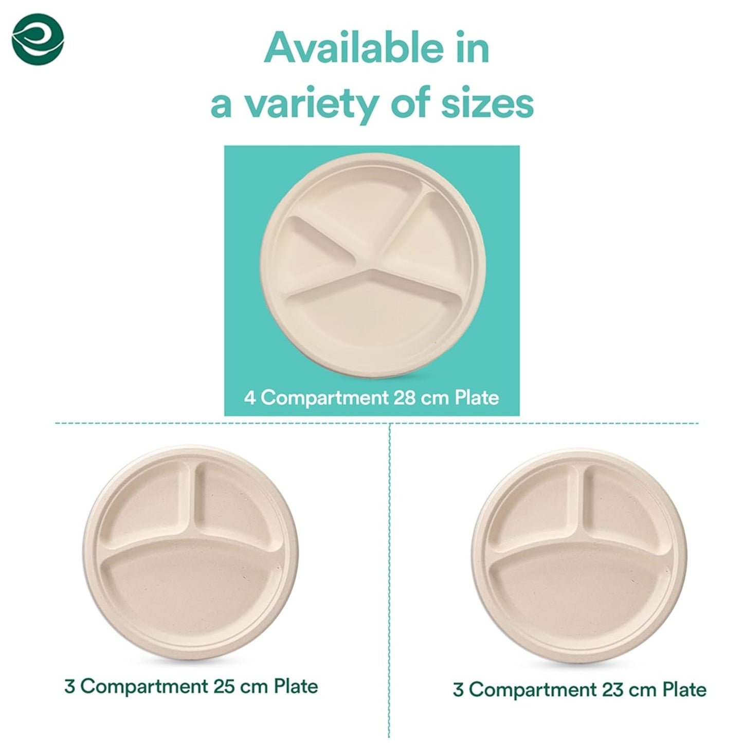 4-Compartment Disposable Bagasse Plates