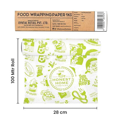 Honest Home Food Wrapping Paper Roll | 100 Metres | 40 GSM Grease-Resistant | Paper Wrap for Rotis, Sandwiches, Lunch Boxes & Storage | Oven & Freezer Safe